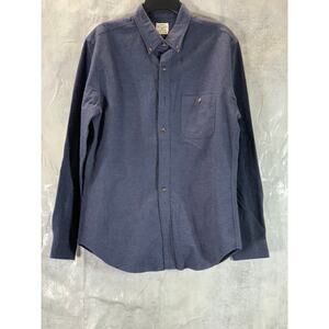 J.CREW Men's Navy Heathered Classic-Fit Elbow Patch Button-Up Workshirt SZ M